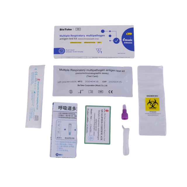 Bioteke طقم اختبار سريع لمستضد RSV 4 في 1 لكوفيد-19 والأنفلونزا A+B وRSV