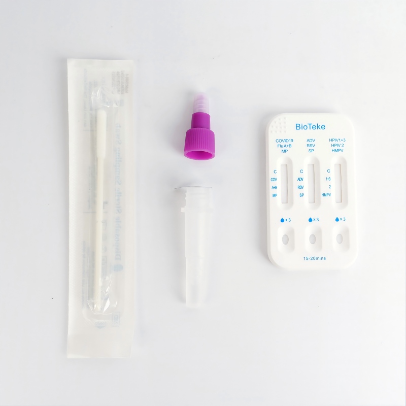 الجهاز التنفسي 10 في 1 SARS-CoV-2/Flu A+B/HPIV2/HPIV1+3/RSV/ADV/MP/SP/HMPV طقم اختبار سريع للمستضد